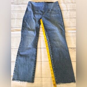 Frank & Eileen Blue Cropped Straight Leg Jeans Size 28 Raw Hem High Rise